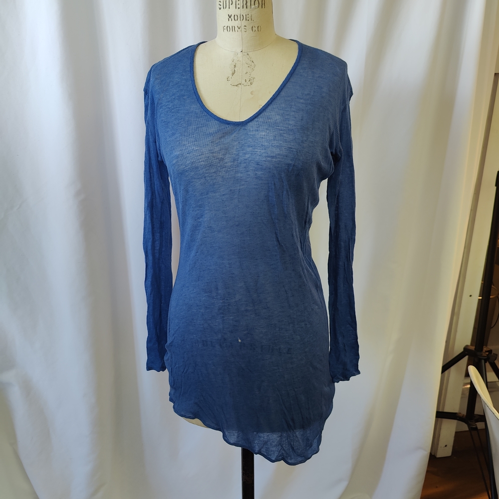 Women's Blue V-Neck Top